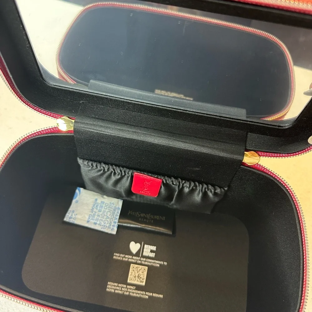 Yves Saint Laurent Red Quilted Cosmetic Train Case NEW RELEASE! NWT - Picture 4 of 9